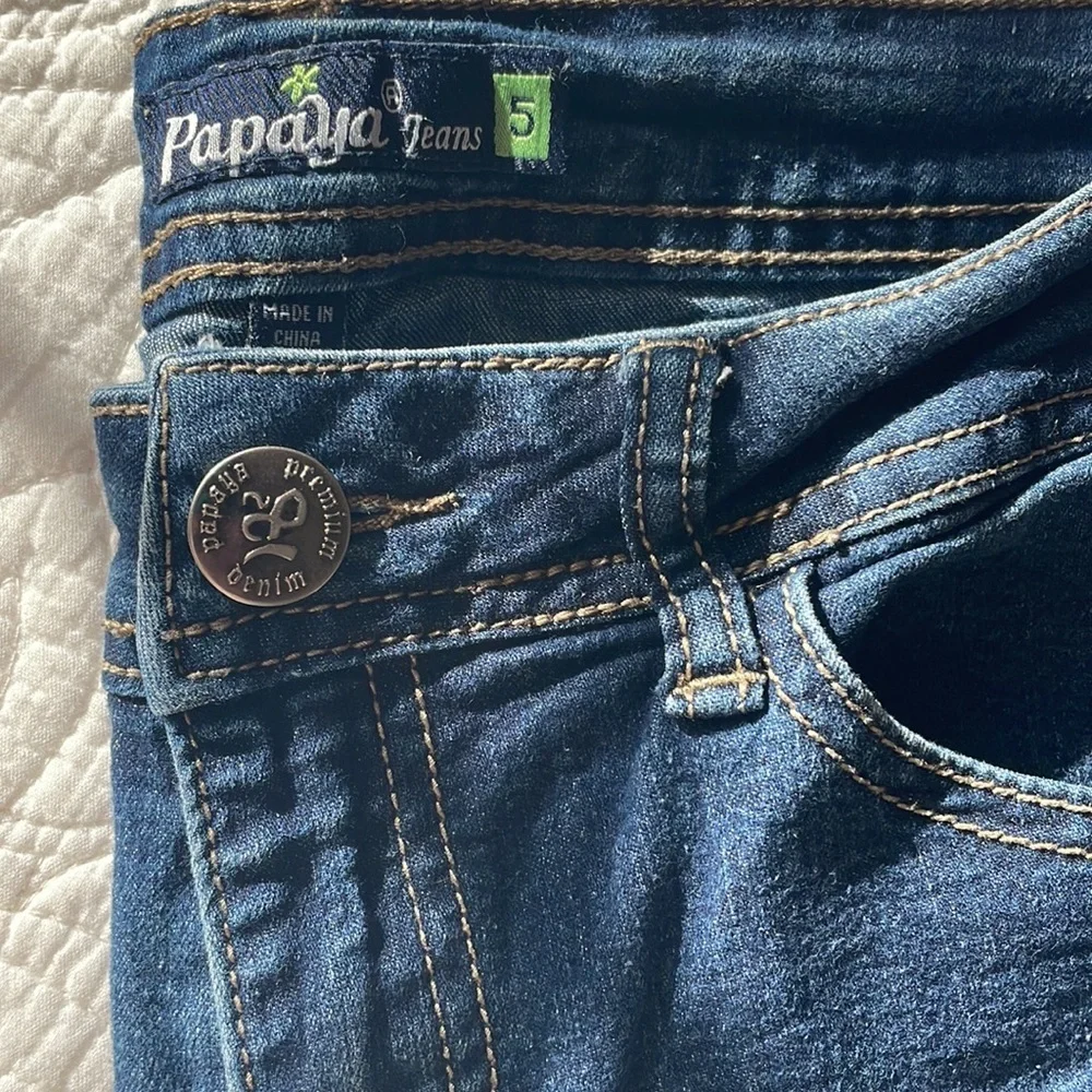 Vintage 90s Papaya Dark Blue Skinny Jeans - Picture 3 of 6